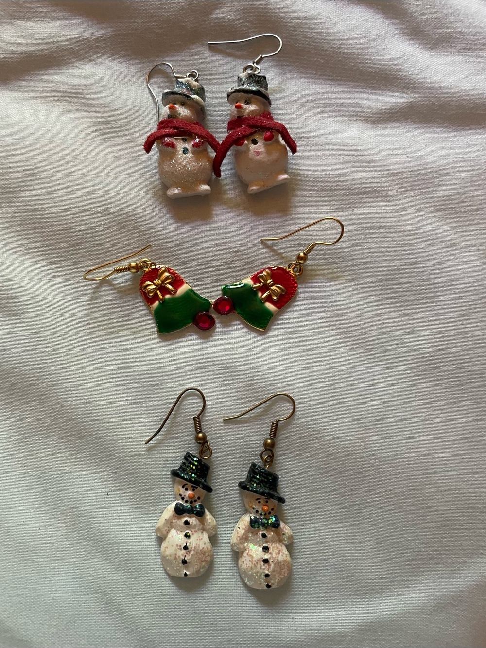 🌸Holiday Snowman & Bell Earring Set - Red, Green, Black, Gold🌸